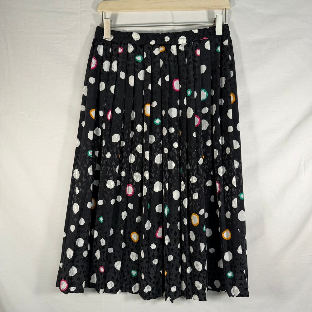 Andrea Gayle Vintage Pleated‎ Skirt Size S Midi Polka Dot Colorful Elastic Waist